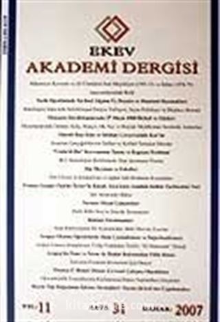 Sayı:31 Bahar 2007 Ekev Akademi Dergisi