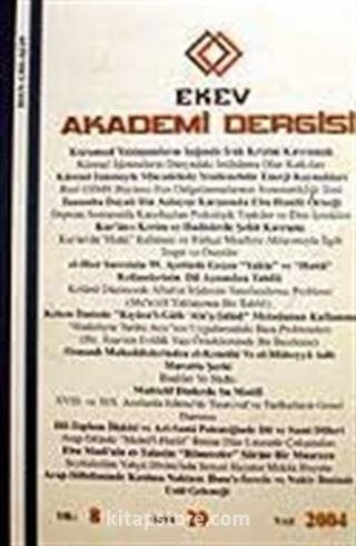 Sayı:20 Yaz 2004 Ekev Akademi Dergisi